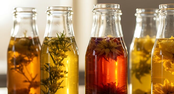 Infused Oils: Herbal Extracts in Glass Bottles