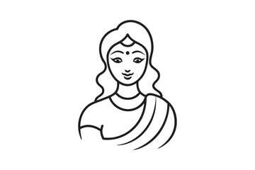 silhouette of radha on the white background