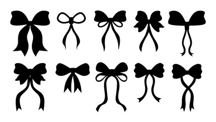 set of ribbon silhouette vector