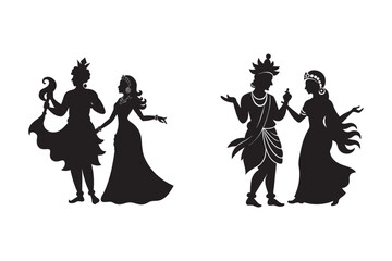 .Janmashtami concept,silhouette radha krishna set bundle