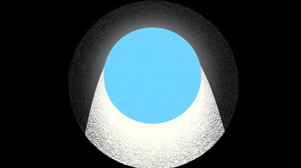A simple vector graphic of an oval lens with the center in light blue and edges in dark grey on a black background. 