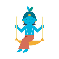 vector flat colour krishna in traditional swing ..Janmashtami concept.