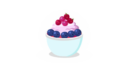 Delicious berry dessert bowl vector art illustration for food blog and recipe website design content creation