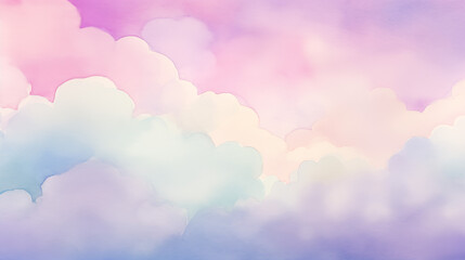 Obraz premium Pastel clouds in dreamy watercolor style background