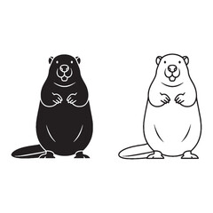 Beaver Visual - Unique Mammal - Water Loving - Beaver silhouette - Beaver lineart - Beaver vector - silhouette & lineart of Beaver

