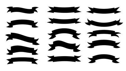 Black ribbon banners set.