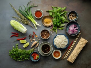 Varied food carbohydrates protein vegetables fruits dairy legumes on wood