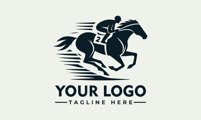 Silhouette of a racehorse with jockey, racing at high speed.