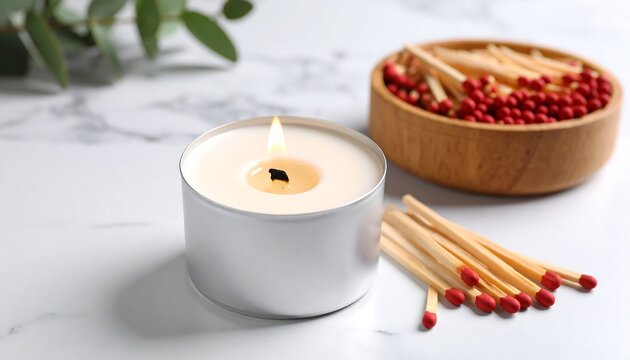 Scented candle with matches - Powered by Adobe