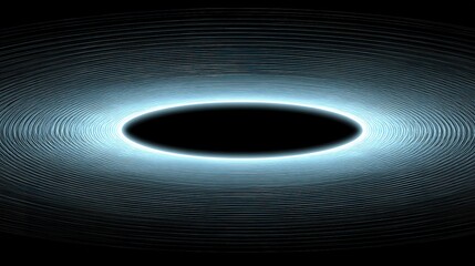 A simple vector graphic of an oval lens with the center in light blue and edges in dark grey on a black background. 