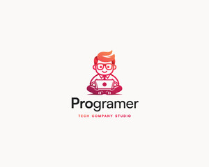 Geek Programmer School Academy Logo template for corporate business