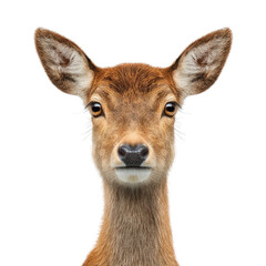 Close-up Portrait of a Young Deer with expressive Eyes in Natural Habitat, showcasing Beauty and Grace of Wildlife