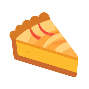 A colorful vector illustration of a single slice of fruit pie with a golden-brown fluted crust and sliced fruit topping.