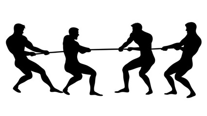 silhouette of a tug of war