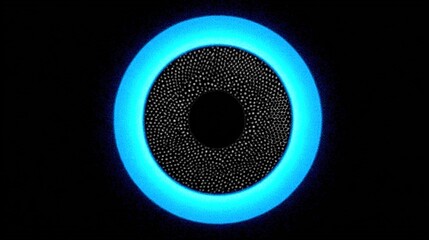 A simple vector graphic of an oval lens with the center in light blue and edges in dark grey on a black background. 