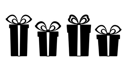  Gift boxes with ribbon icons Set. Gift box flat silhouette set.