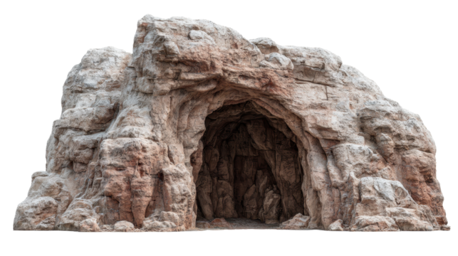 Rock formation creating dramatic cave entrance, isolated cutout with clean edges, perfect for blending into scenic backgrounds highlighting geological formations