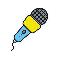 microphone color line icon with white background vector stock illustration