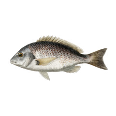 Obraz premium Realistic illustration of a fish showcasing detailed anatomical features and vibrant colors in a detailed style suitable for educational materials