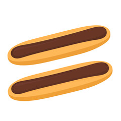 A pair of delicious French chocolate eclairs with smooth, glossy ganache topping.