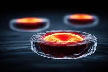 Glowing hot rings in abstract futuristic design
