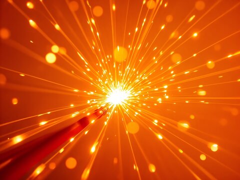 Flowing Light Trails, Fiery Orange Background