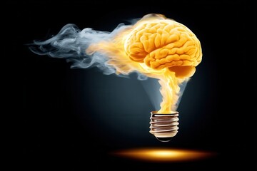 Brain light bulb representing creativity innovation