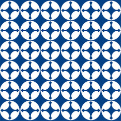 Seamless Moroccan Geometric Pattern Design - Blue and White Circle Seamless Moroccan Geometric Pattern Background, Tile Design
