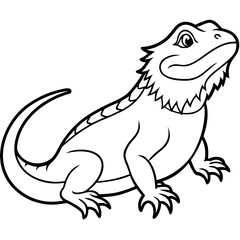 Bearded Dragon line art vector