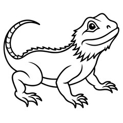 Bearded Dragon line art vector