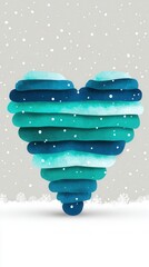 Heart shaped stack of blue stones in snowy landscape