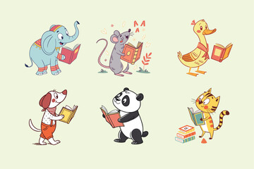 cartoon animal for kids learning, colorful and friendly design vector illustration