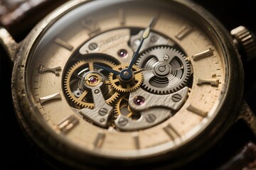 macro shoot Gears and Components of a Classic Wristwatch