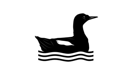 Pigeon Guillemot , black isolated silhouette