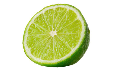 Close-up of a lime slice, vibrant green, showing juicy interior