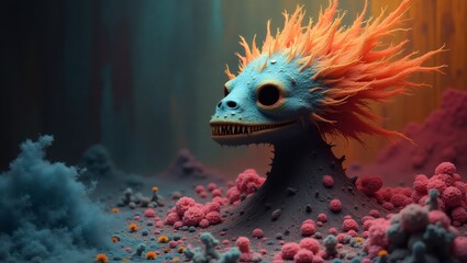 A unique creature with a mix of colors, creating a fantasy and surreal look