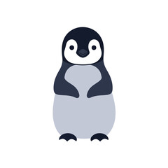 A cartoon penguin stands upright, facing forward, with a simple, flat design and a white background.