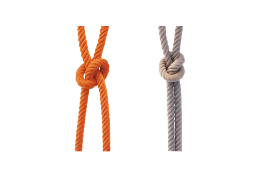 Orange and grey rope knots isolated on a transparent background textured - Powered by Adobe