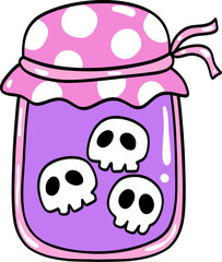 Cute Halloween Jar of poison Doodle Elements Hand drawing.
