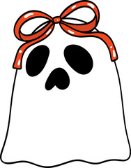 Cute Halloween Ghost Doodle Elements Hand drawing.