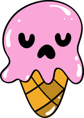 Cute Halloween Ice cream Doodle Elements Hand drawing.