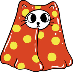 Cute Halloween Cat Doodle Elements Hand drawing.