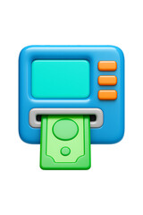 Banking Withdrawal 3D ATM Illustration Isolated on a Transparent Background