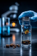 Scientist examining specimen in lab