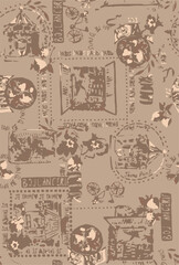 tropical leave seamless watercolor pattern background. Leave vector illustration. Watercolor print in rustic vintage style, textile or wallpapers.