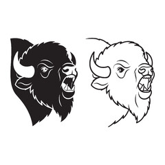 Bison Graphic Study - Native Presence - Muscular Frame - Bison silhouette - Bison lineart - Bison vector - vector set of Bison

