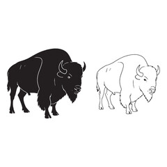 The Bison Form Presentation - Robust Build - Ground Shaker - Bison silhouette - Bison lineart - Bison vector - vector set of Bison

