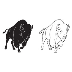 The Bison Outline Set - Wild Spirit - Thick Fur - Bison silhouette - Bison lineart - Bison vector - vector set of Bison   © Jeffery dean