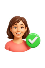 Approval Concept 3D Female Character Isolated on a Transparent Background