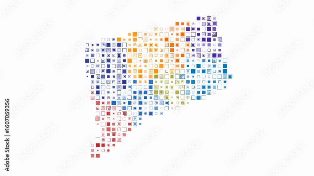 Poster connecticut dotted animation. shape of the state build of pulsating colored dots. large size square 